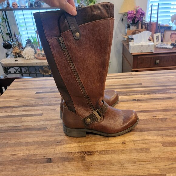 Earth Origins by Earth Portia Wide Shaft Dark Brown Distressed Leather High Boot - Picture 2 of 15